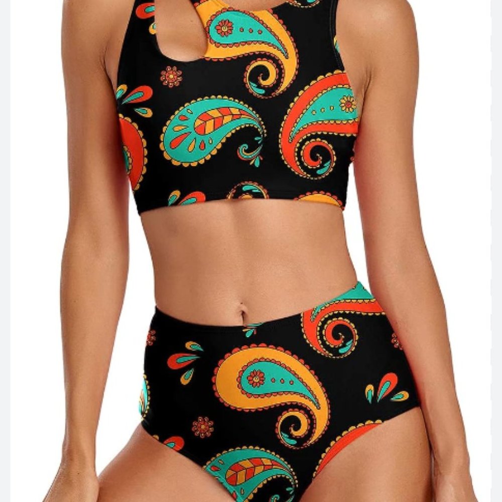 Selink NWOT Two Piece High Waisted Bikini Bathing Suit Size Large.